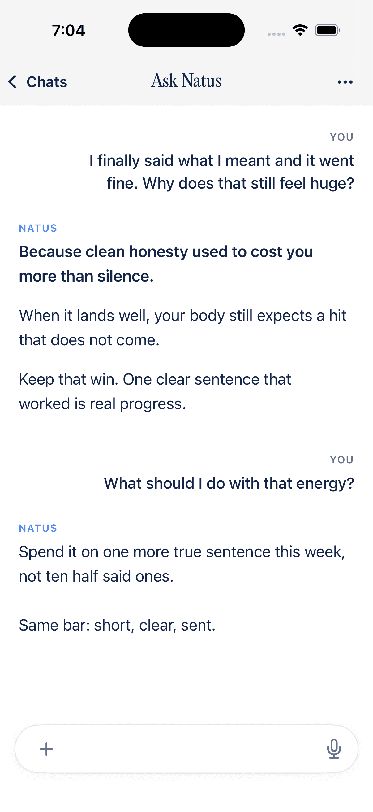 Natus Ask, a question answered with the context of your own journal and reading