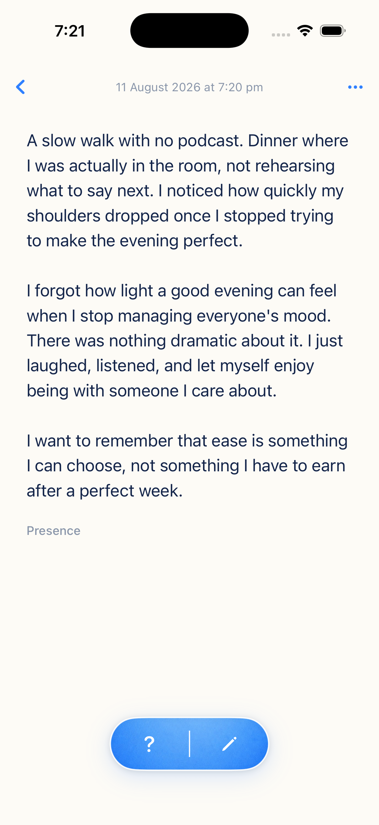 A journal entry Natus can use on Sunday