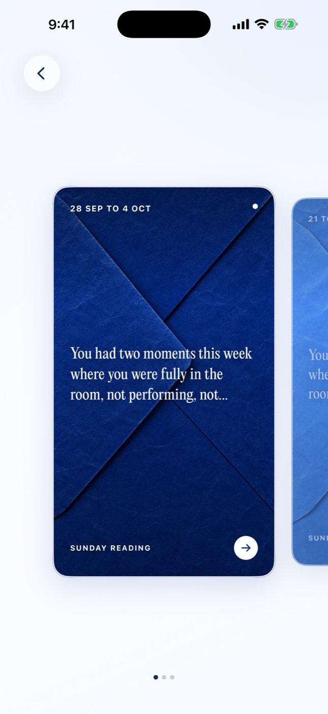 Your weeks, one card each
